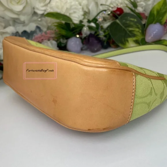 Green Y2K Vintage Coach 6094 Demi Pochette Pouch Mini Bag Strawberry Charm SET - Picture 11 of 14